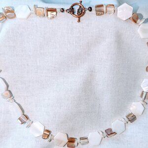New shell beads choker style necklace cream and brown